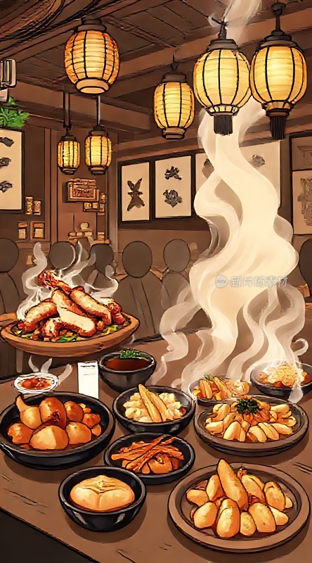 美味佳肴盛宴热气腾腾的美食大餐