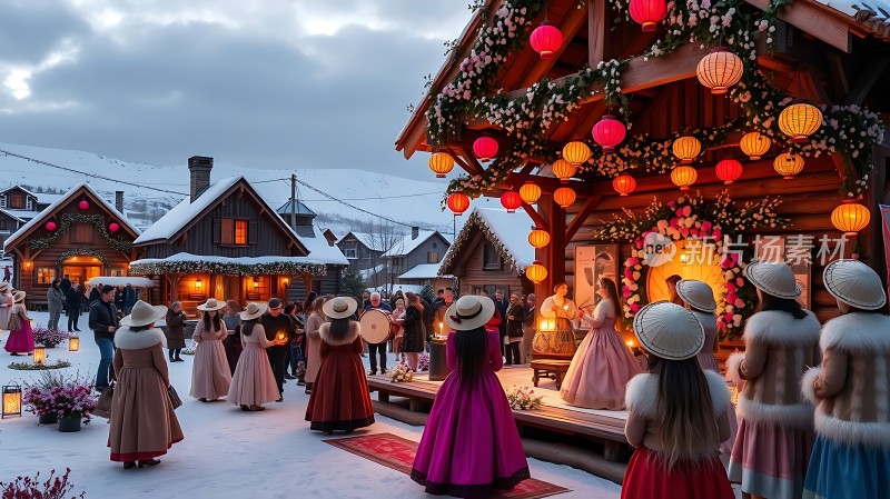 雪地里的传统节日庆典
