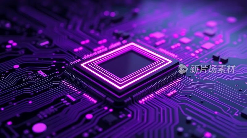 紫色芯片电路板科技感十足