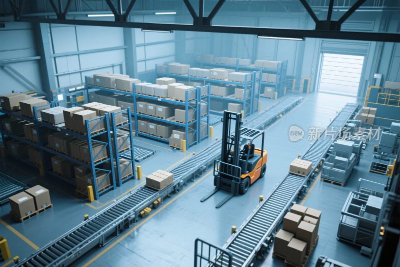 仓库叉车货物搬运场景