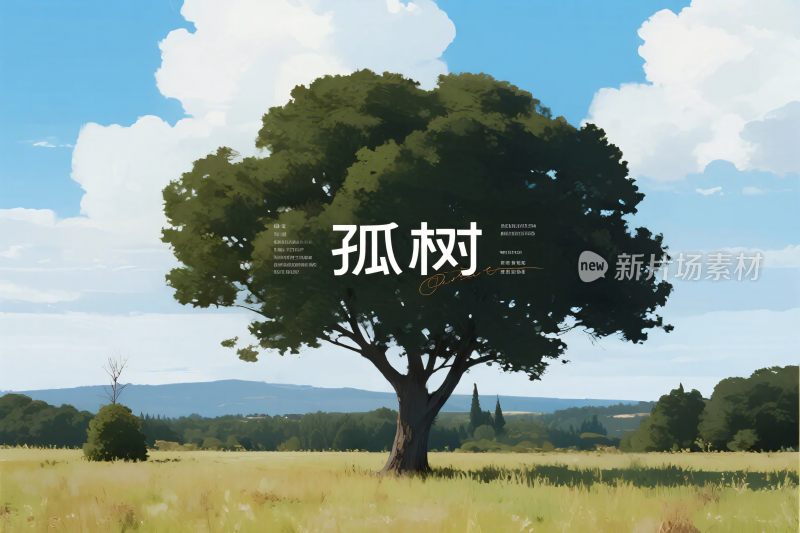 孤树风景插画