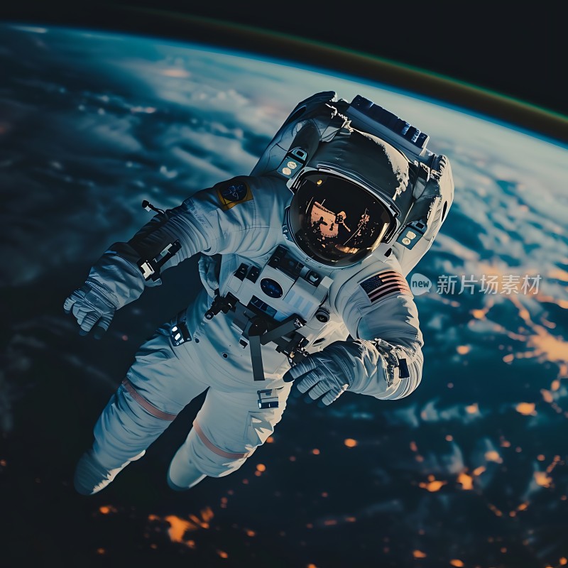 太空漫步宇航员与地球共舞