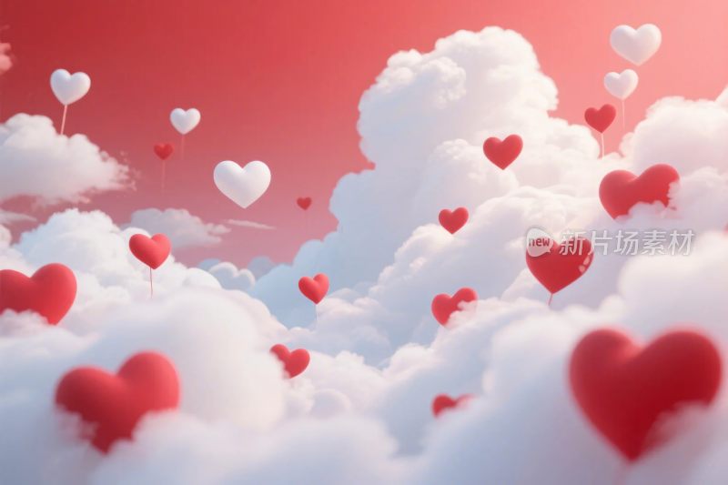 爱心云朵浪漫插画