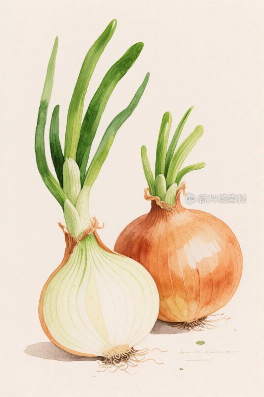 水彩洋葱插画