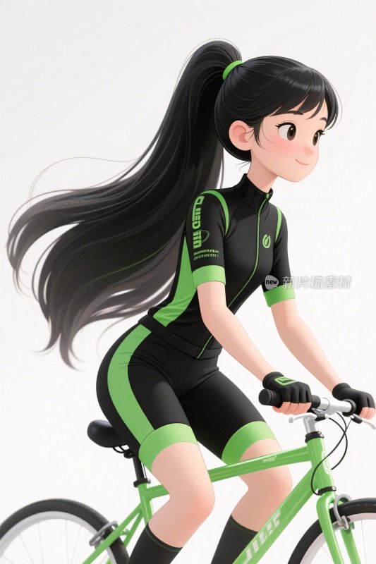骑行女士插画