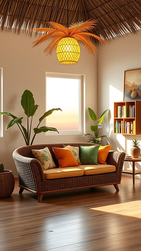 阳光下的热带风情客厅