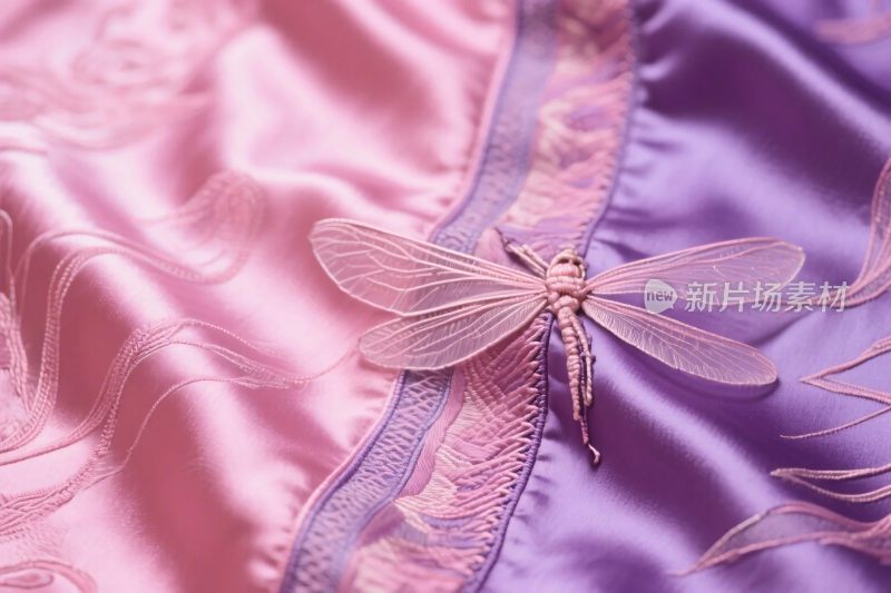 丝绸上的透明蜻蜓