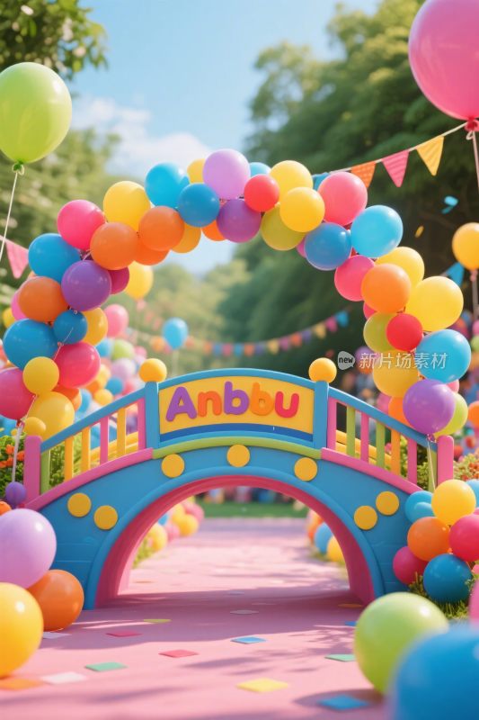 彩色气球装饰拱门场景