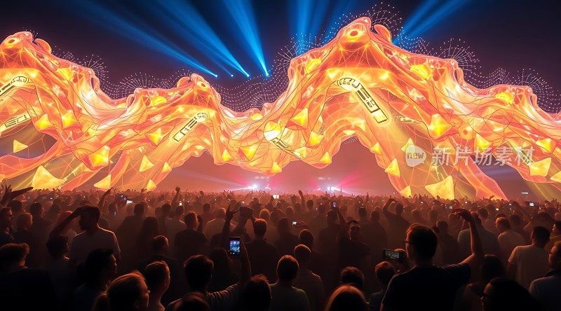新片场素材 灯光璀璨的音乐节现场