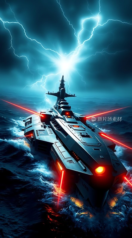 深海风暴中的未来战舰