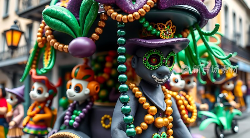 狂欢节上的彩色面具和饰品