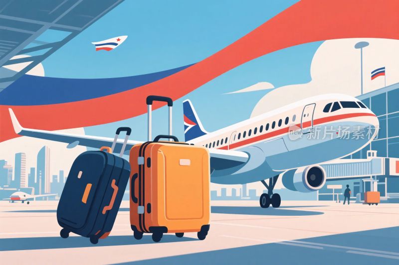 机场旅行场景插画