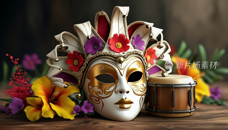 面具铃鼓巴西狂欢节