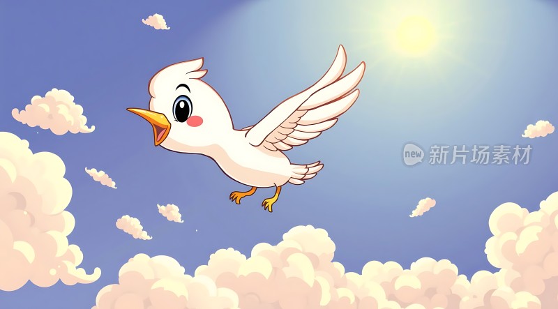 阳光下的快乐小鸟在飞翔