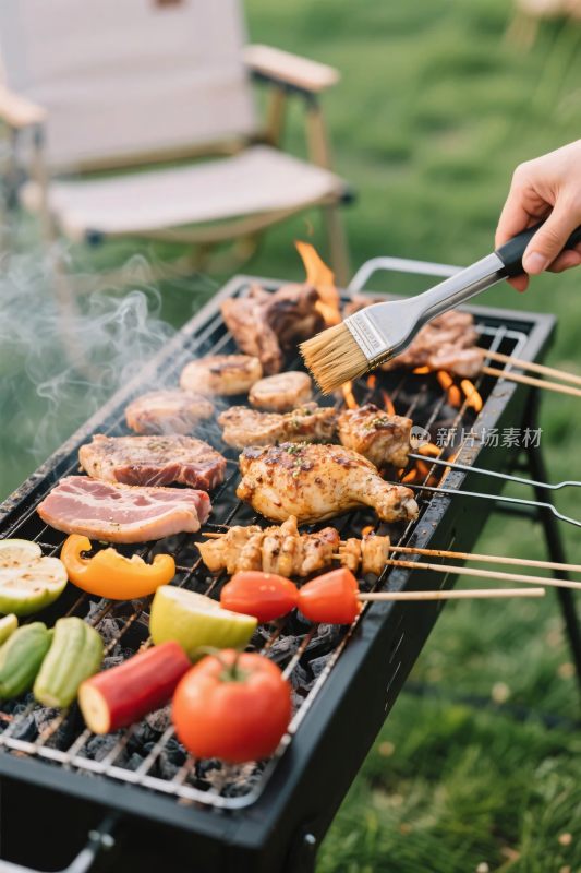 户外烧烤美食场景