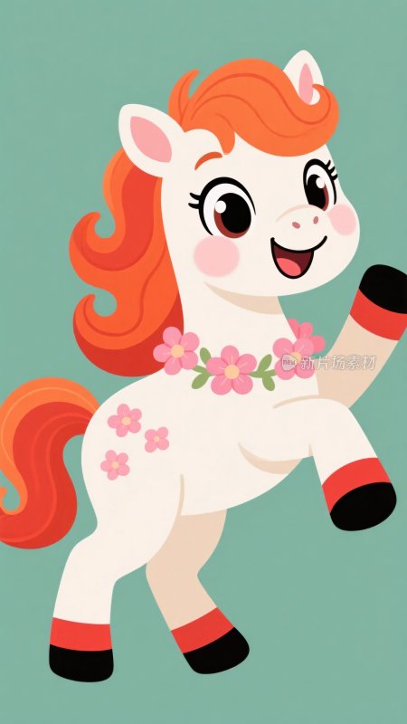 可爱的卡通小马插画