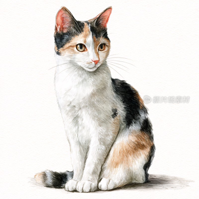 三色猫咪的插画形象