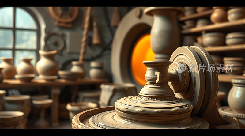 陶艺工坊里的精美瓷器展示