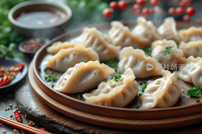 新年背景团圆饺子美食