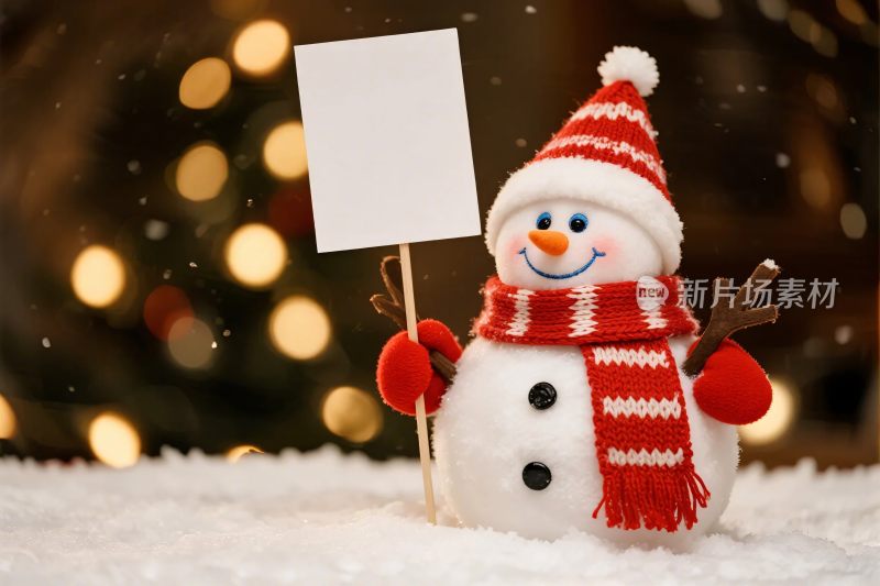 雪人举空白牌子