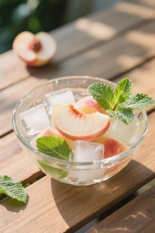 玻璃碗水果冰饮