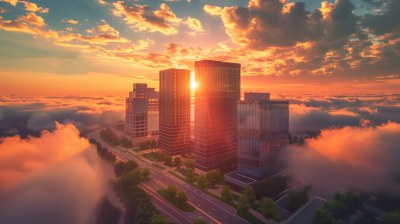 城市日出黎明曙光 城市日出黎明曙光