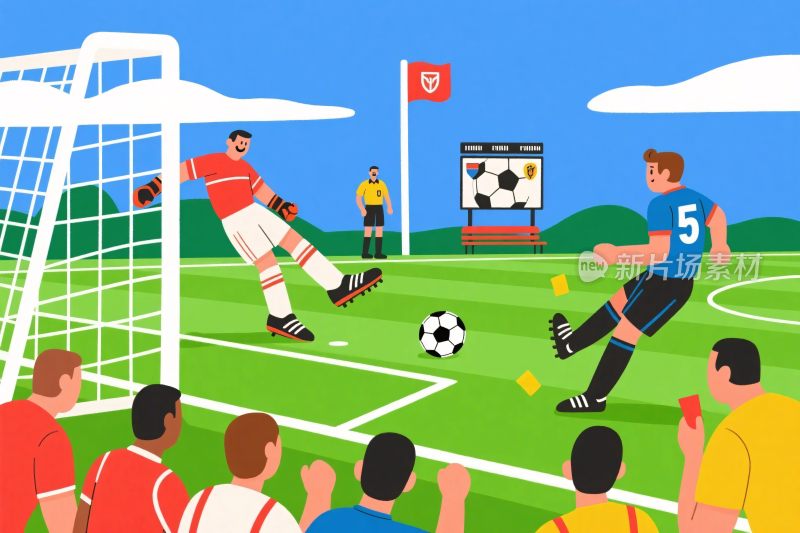 足球比赛场景插画