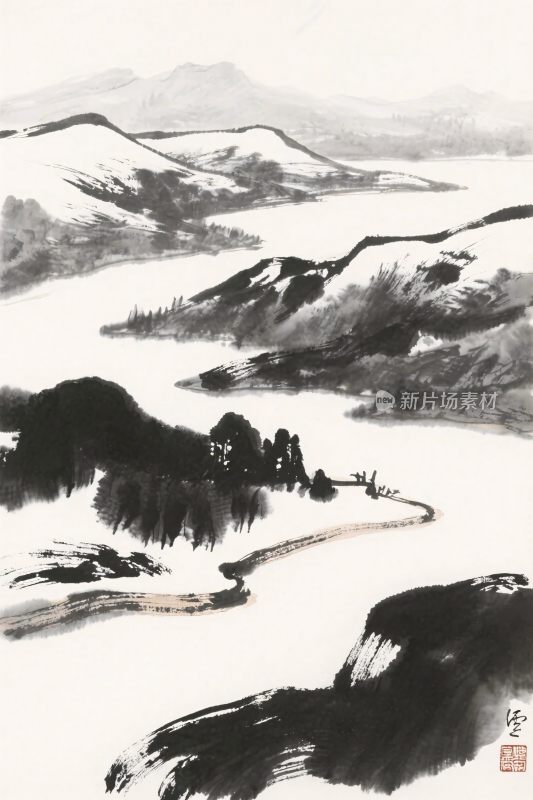 传统山水水墨画