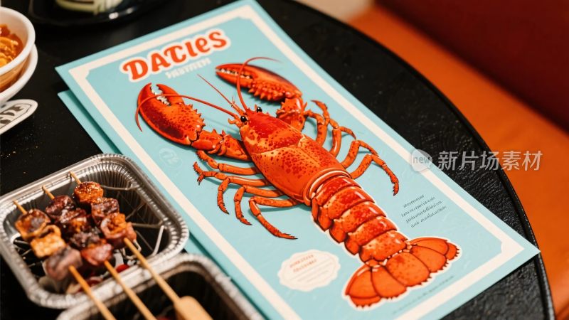 餐巾纸上的龙虾插画