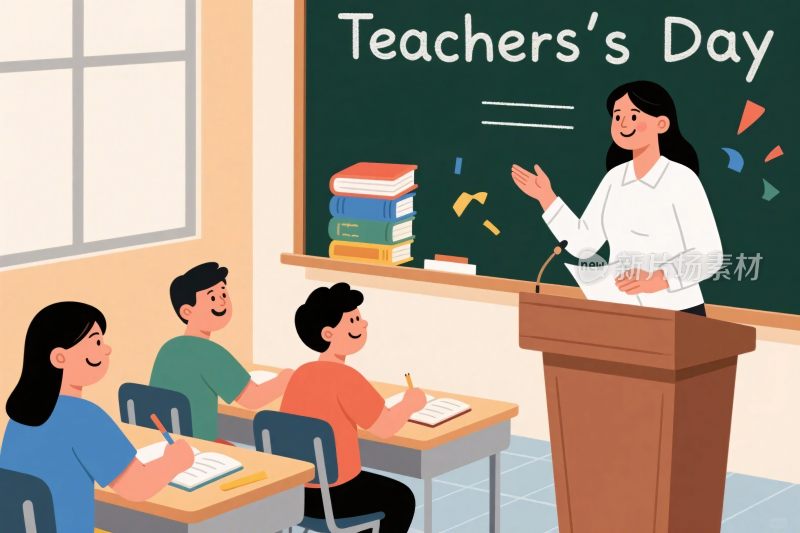 教师节课堂插画