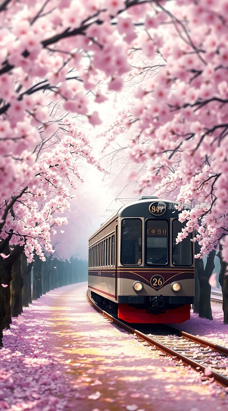 樱花雨中列车