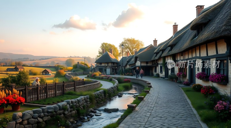 乡村小溪旁的宁静时光