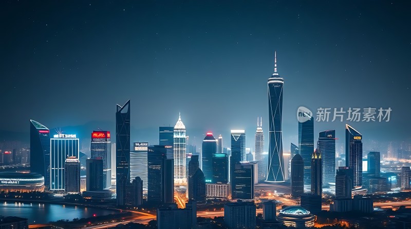 璀璨都市夜景灯火辉煌的现代建筑群