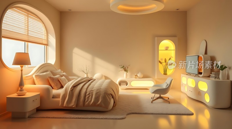 现代卧室设计温馨舒适色调柔和家具简约