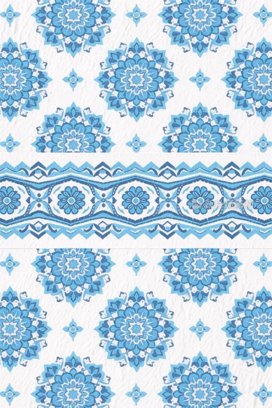 蓝色几何花纹图案