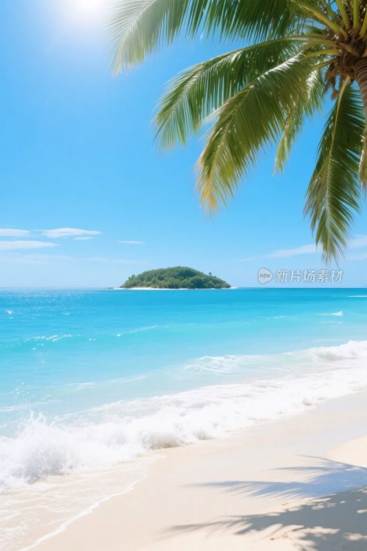 热带海滩风景插画
