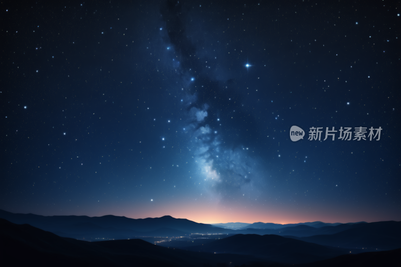 星空夜空明亮的星星充满天空和山脉背景图片