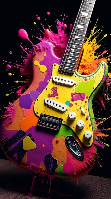 彩色吉他艺术创作
