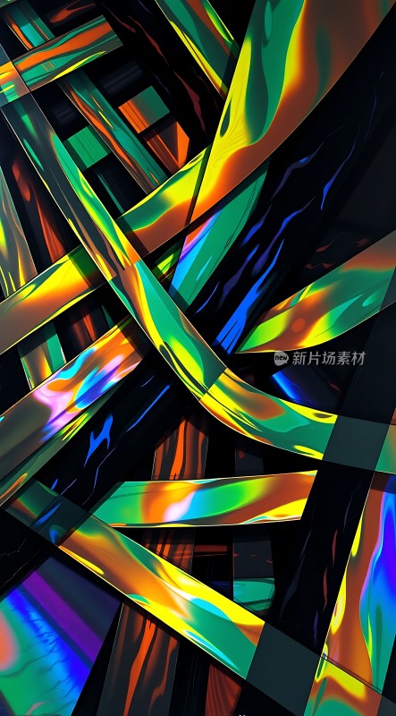 多彩光带交织的炫目视觉效果