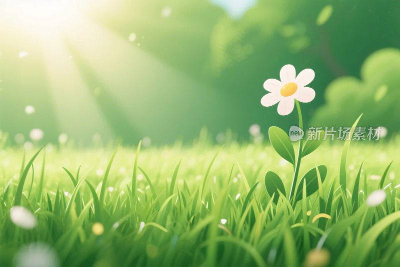 清新草地小花插画