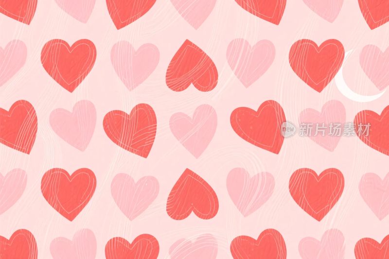红色爱心插画背景