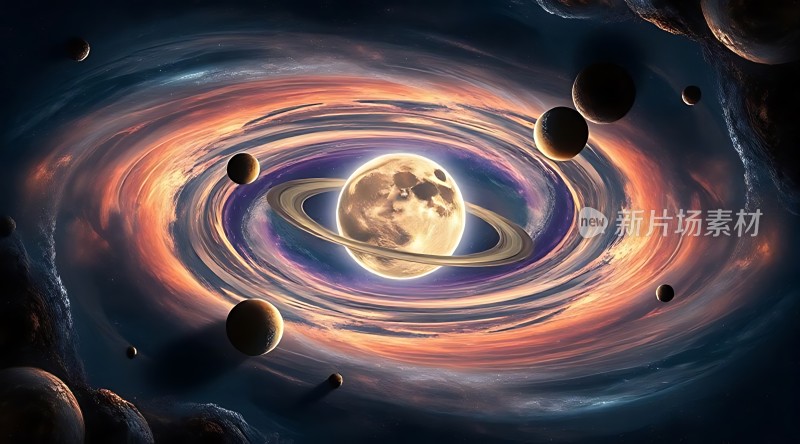 宇宙奇观星环环绕神秘星球