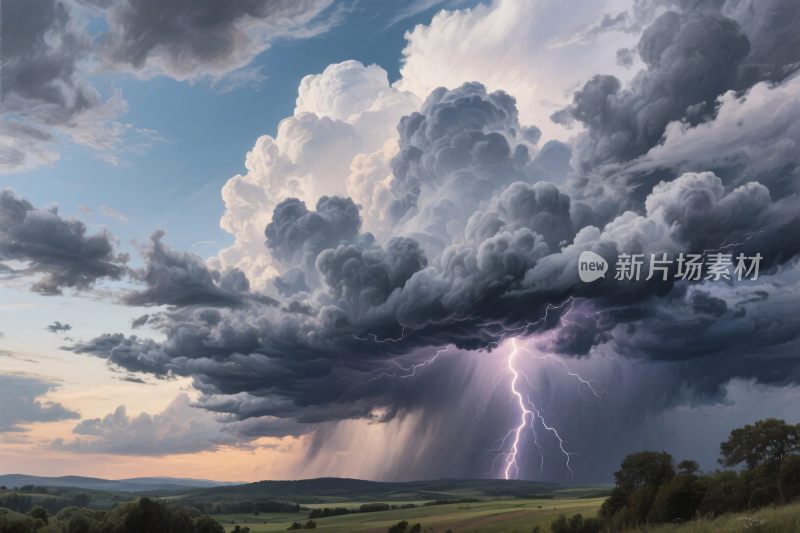 雷暴闪电自然景观