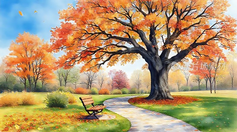 秋日暖阳下的宁静小径