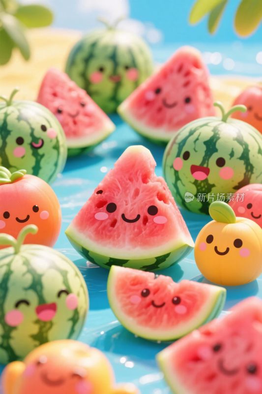 可爱卡通水果插画