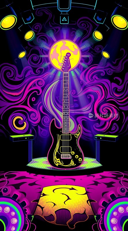 电吉他炫彩舞台表演