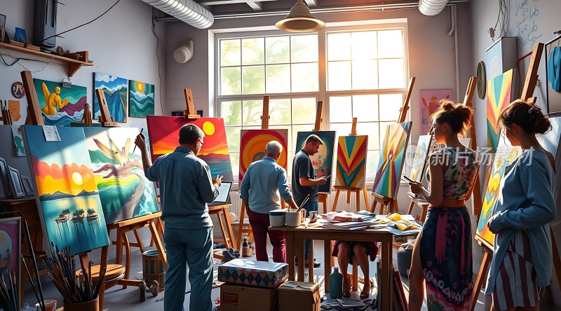艺术创作工作室里的活力瞬间