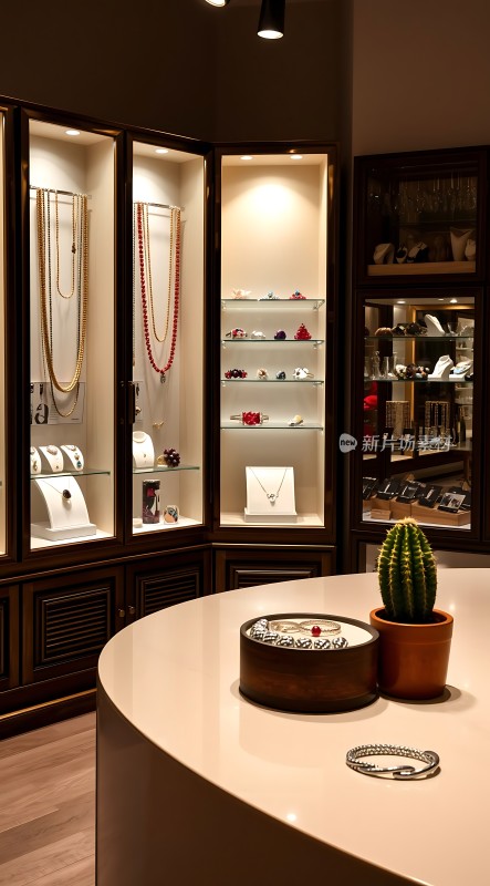 珠宝店内的精美首饰展示