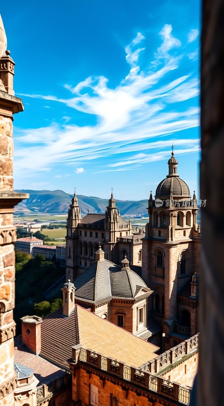 阳光下的宏伟建筑群