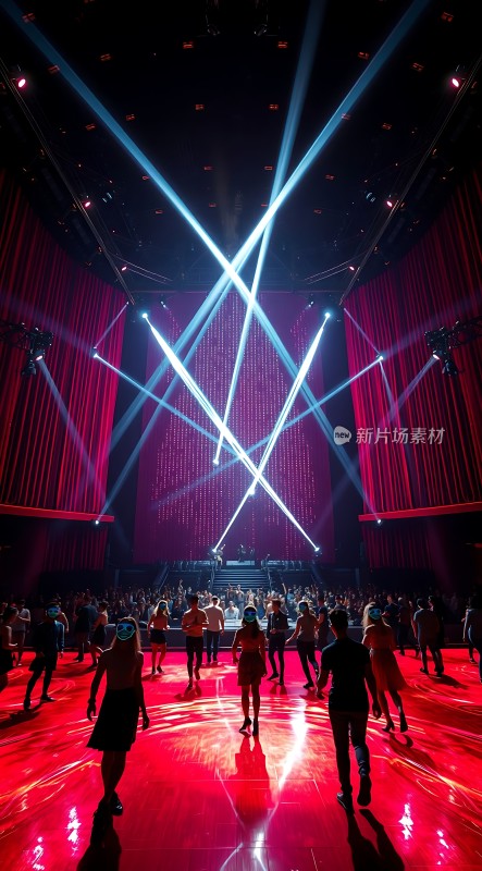 舞台灯光璀璨舞者翩翩起舞